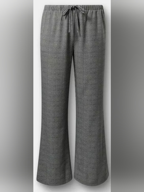 torrid Pants - Torrid Wide Leg Studio Stretch Crepe High Rise Heather Gray Glen Plaid Pants